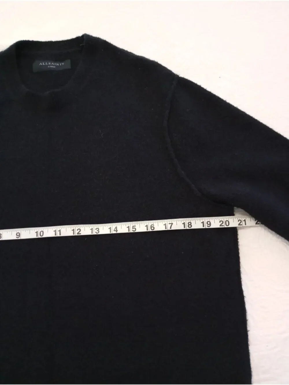 AllSaints Black Crewneck Sweater Mens Large Viscose Wool Blend